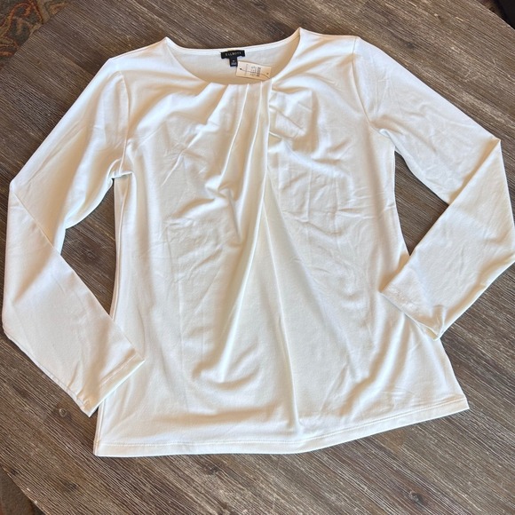 Talbots Ivory Cream Long Sleeve Ruched Neck Top Shirt Women's Size Medium NWT - Picture 7 of 7